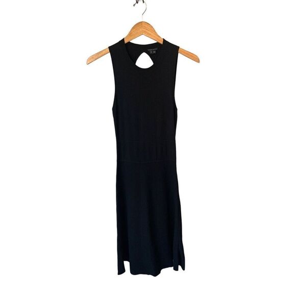 Theory Prosecco Maysen Knit A-Line Back Cutout Black Mini Dress - Picture 5 of 13